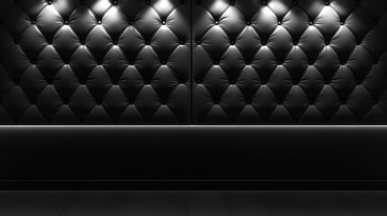 Minimalist black leather with tufted diamond patterns and depth