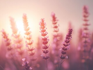 Serene Sunset Lavender Field Soft Light Gentle Breeze Summer Bloom