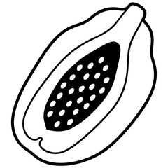 Stylized Papaya Line Drawing
