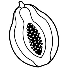 Stylized Papaya Line Drawing