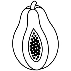 Stylized Papaya Line Drawing