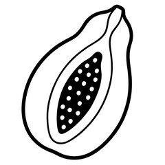 Stylized Papaya Line Drawing
