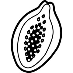 Stylized Papaya Line Drawing