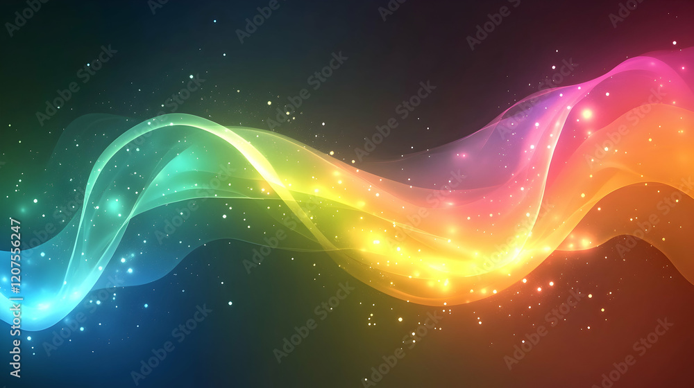 Aufkleber a colorful abstract gradient blending seamlessly from warm to cool tones, illuminated by soft glowin