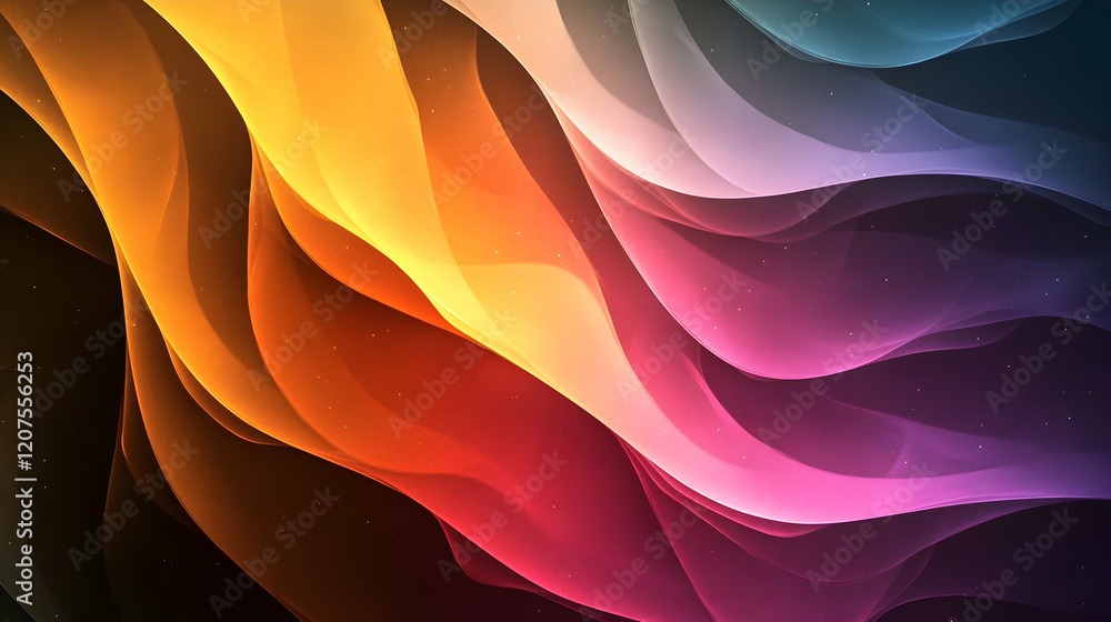 Wall mural a colorful abstract gradient blending seamlessly from warm to cool tones, illuminated by soft glowin