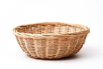 Isolated empty wicker basket on white background Easter related 3