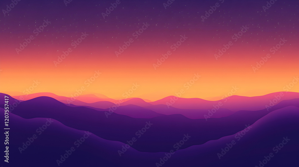 Poster a minimalist gradient background with glowing hues transitioning seamlessly from purple to orange
