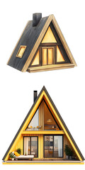 Modern a-frame house design cozy interior residential architecture natural setting bright view contemporary living