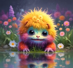 Illustration of fluffy and cute small monster.