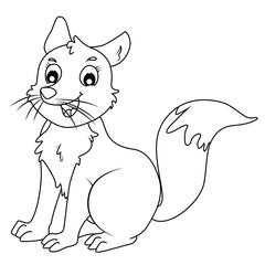 Cute cartoon hand drawn vector funny fox coloring page.