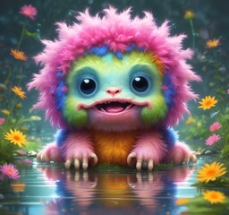 Naklejka premium Illustration of fluffy and cute small monster.