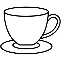 Tea Cup Outline Vector Graphic
