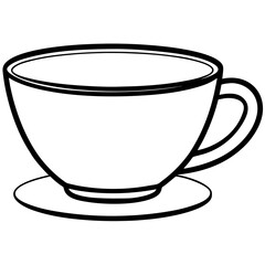 Tea Cup Outline Vector Graphic
