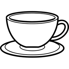 Tea Cup Outline Vector Graphic