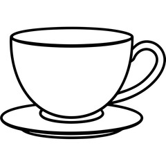 Tea Cup Outline Vector Graphic