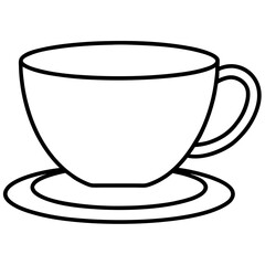 Tea Cup Outline Vector Graphic
