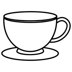 Tea Cup Outline Vector Graphic