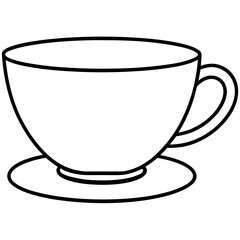 Tea Cup Outline Vector Graphic