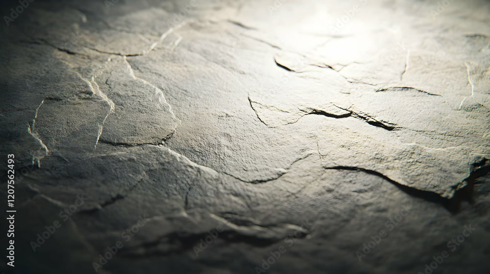 Poster close-up of a clean textured stone surface illuminated by soft even lighting, showcasing intricate d