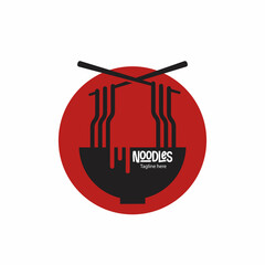 Ramen noodle Logo Design Illustration. Ramen menu icon set logo template with bowl. Japanese food symbol