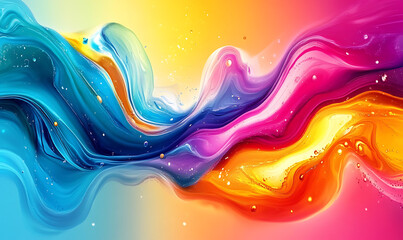 Colorful fluid liquid paint swirls background