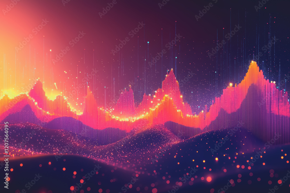 Poster colorful abstract background featuring a vibrant mountain range with a blend of colors creating a st