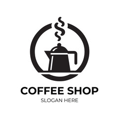 Coffee shop logo. Retro badge coffee bean and leaf branch with mountain natural icon line stamp logo vector design in vintage hipster modern style, premium coffee shop bar brand symbol icon