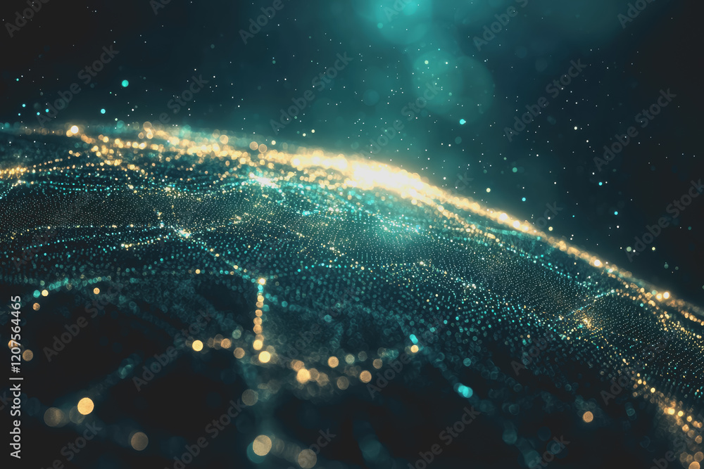 Aufkleber a dark background featuring a glowing representation of earth emphasizing the planets details and co