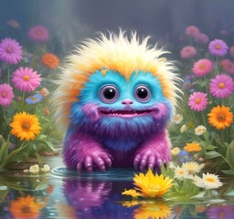 Illustration of fluffy and cute small monster.