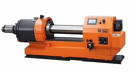 Fototapeta premium Orange Industrial Lathe, Factory, Machining