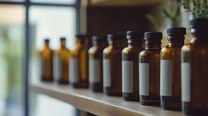 Medicine bottles neatly arranged on a wooden shelf, symbolizing the importance of organization and care in healthcare management.
