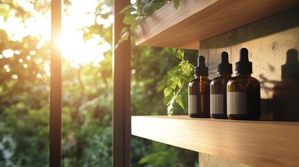 Medicine bottles neatly arranged on a wooden shelf, symbolizing the importance of organization and care in healthcare management.
