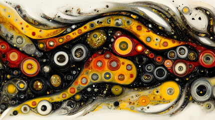 Obraz premium Abstract swirling art, gold, red, black, design, website background