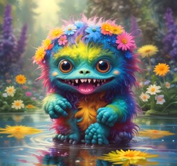 Illustration of fluffy and cute small monster.