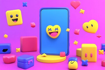 Fototapeta premium Colorful 3D Emoji Phone Design