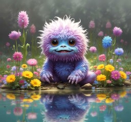 Obraz premium Illustration of fluffy and cute small monster.