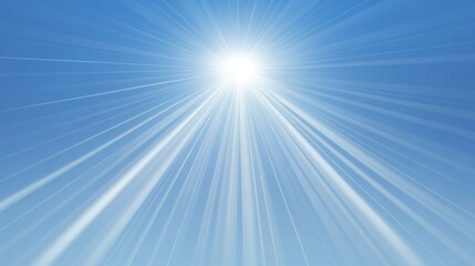 Fototapeta premium Bright Sunlight Rays Shining Through Clear Blue Sky, Creating a Vibrant Atmosphere of Warmth and Radiance for Inspirational Nature Scenes