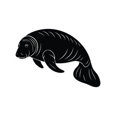Manatee Vector Art Illustration Design