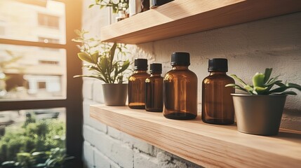 Medicine bottles neatly arranged on a wooden shelf, symbolizing the importance of organization and care in healthcare management.
