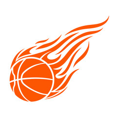 Dynamic Flaming Basketball Sports Logo Vector. © fazlay907