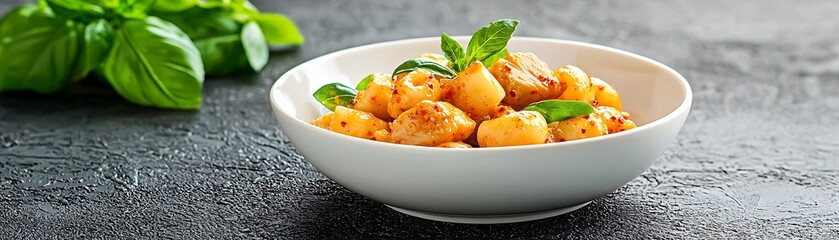 Delicious Fusion Cuisine of Gnocchi with Basil and Spices