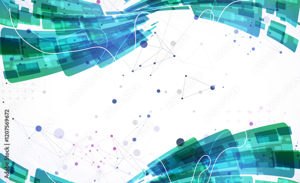 Aufkleber Abstract wave of rectangles with plexus elements. Hand drawn vector.
