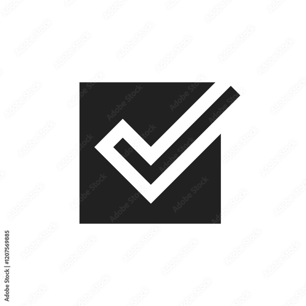 Poster this is a sleek black checkmark icon that elegantly represents approval and success in various conte