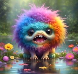 Illustration of fluffy and cute small monster.