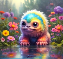 Naklejka premium Illustration of fluffy and cute small monster.