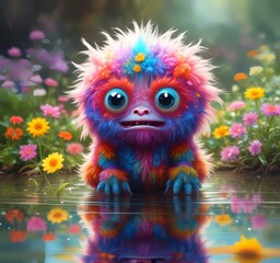 Illustration of fluffy and cute small monster.