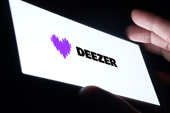 Dhaka, Bangladesh- 20 Jan 2025: deezer logo is displayed on smartphone. Deezer is a French music streaming service.