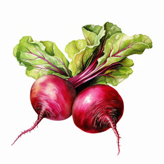 beetroot, watercolor illustration isolated on white background. Food clipart