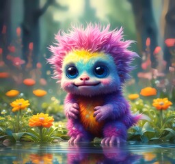 Illustration of fluffy and cute small monster.