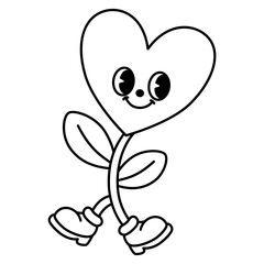 cute kawaii Groovy Retro flower outline cartoon doodle illustration